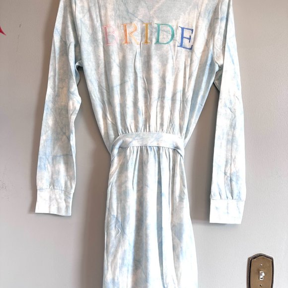 PJ Salvage NWT Women's Wifey Bridal Embroidered Robe Cloud Blue Large - Picture 5 of 7